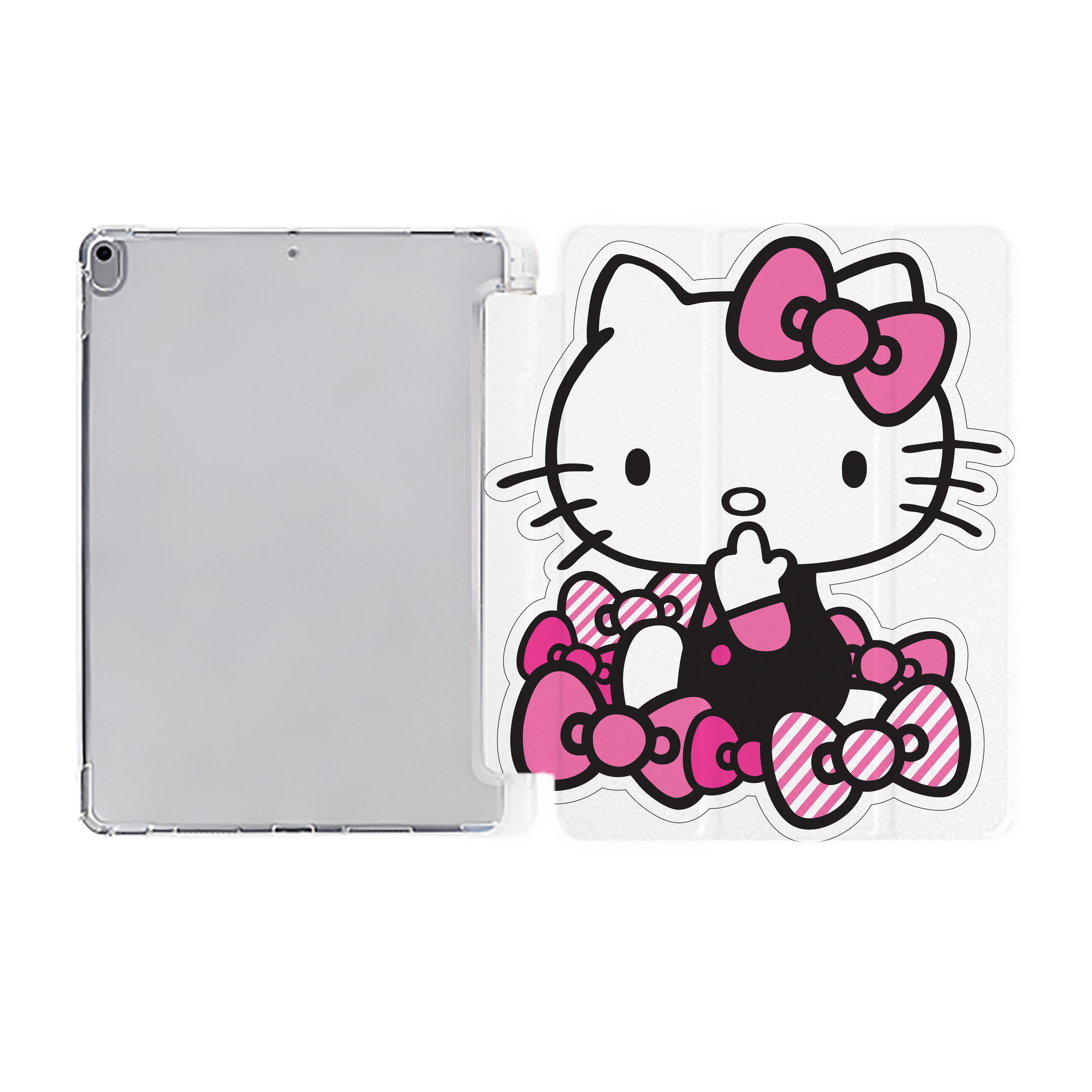 （画像用） Hello Kitty ハローキティ IPad ケース ペン収納付き 三つ折りスタンド PUレザー×シリコン 対応機種9.5/10.5/10.9インチ